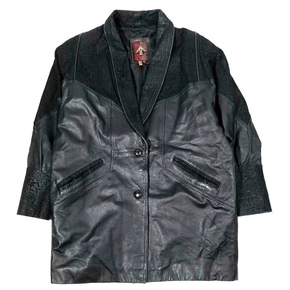 VINTAGE 100% Leather Jacket Paisley Suede Western Cowboy Coat Jacket Mens Medium
